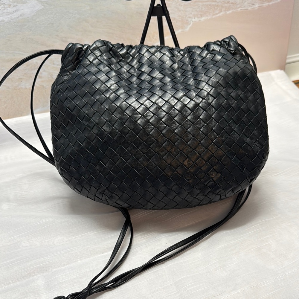 Black Woven Leather Bag